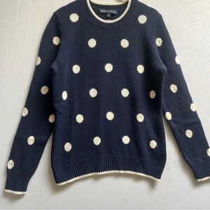 Brooks Brothers 346 Navy Polka Dot 100% Wool Sweater Sz M